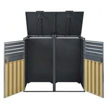 Storage Box With Hinged Lid, Ventilation Opening With Mesh, With Lock And Two Doors. - Grey - View 9