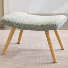 Bouclé Rocking Chair, Rocking Chair With Colorful Patchwork Stripe Print, Rubberwood Legs, Injected Iron Frame, Lounge Chair, Bedroom Chair With Footrest. - Multicolor - View 9