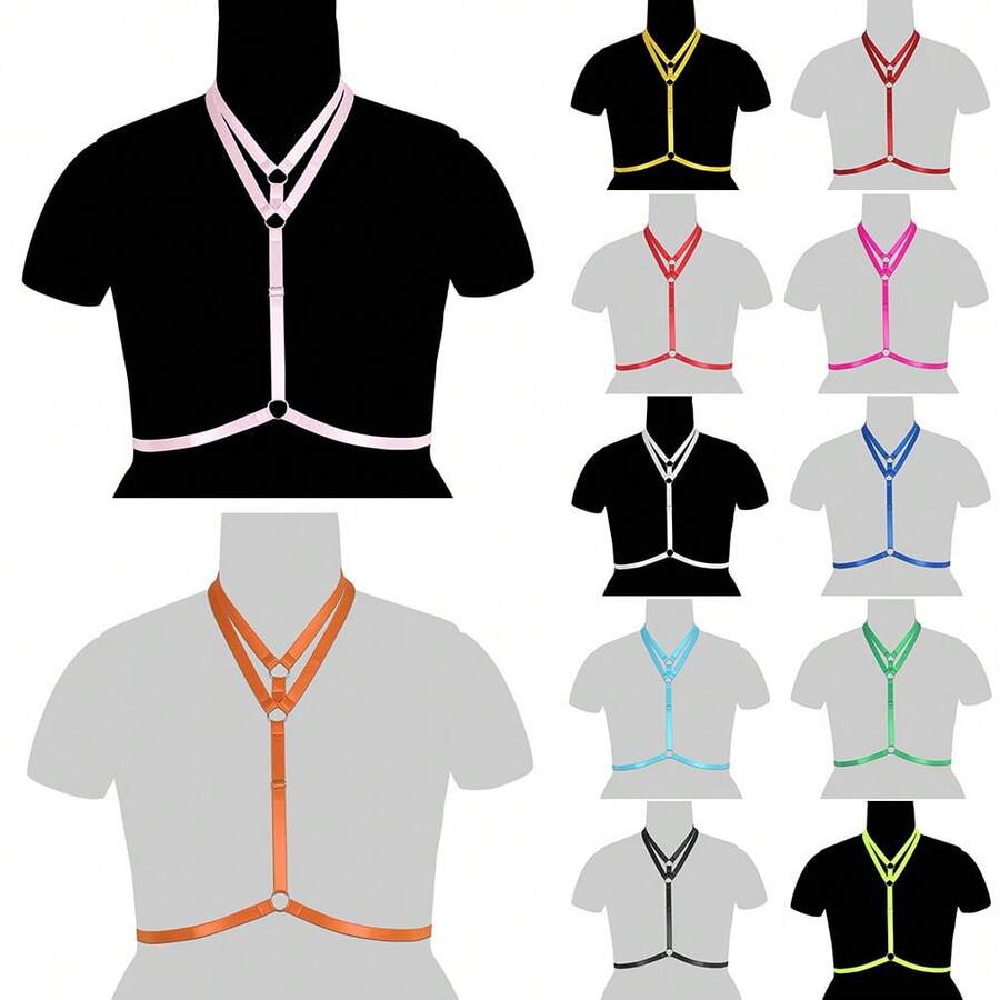Gothic Style Cross Strap Chest Harness - A - View 1