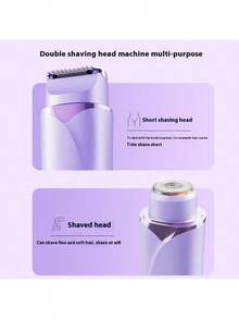 Electric Bikini Trimmer Womens Painless Shaver USB Rechargeable 2 In 1 Dual Head Gentle Hair Removal For Pubic Area Face Underarms Legs Sensitive Skin - 紫羅蘭色 - 查看 7