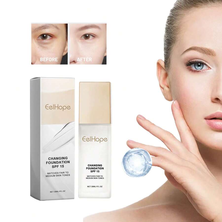 Base de maquillaje líquida hidratante. Efecto de maquillaje natural. Hidratación profunda. Tono de piel uniforme. Color y maquillaje de larga duración. Cobertura ligera. Base esencial.