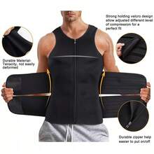 Men's Black Sports Compression Shirt With Double Adjustable Belt, Suitable For Weight Training, Home Fitness, Sports Shirt, Weightlifting Clothing, Sleeveless Design - 黑色 - 查看 9