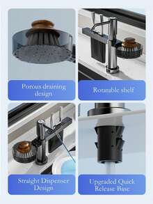 1pc Grey ABS Resin Soap Dispenser, Multifunctional Rotating Dish Rack For Kitchen Sink, Hotel, Bathroom, Home Use - Knife Holder Soap Dispenser - View 6