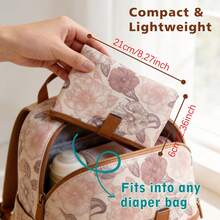 1 pieza Almohadilla plegable y portátil con diseño floral para cambiar pañales de bebé, esterilla impermeable y reutilizable para uso en exteriores y en el hogar - flor rosa - Ver 3