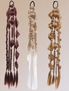 24 Inch Handmade Mixed Color Bubble Twist Braids - Vacation Style Hair Tie, Suitable For All Hair Types - Multicolor - View 7