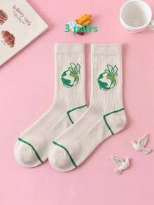 1/3 Paar Unisex Friedenstaube Muster einfarbige atmungsaktive schweißabsorbierende Knöchelsocken, koreanischer Stil für täglichen Arbeitsweg-Outfit - Verschiedenfarbig - Übersicht 11