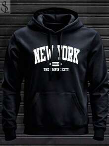 New York City Men's Unisex Kangaroo Hoodie Sweatshirt, Warm, Soft And Comfortable Winter Jacket, New Release, 100% Cotton - màu đen - Xem 1