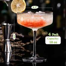 Bộ ly Martini và Cocktail hình xe thể thao có gờ, trọng lượng khoảng 67,5g (10 Oz), thích hợp cho rượu vang, sâm panh, tiệc tùng và sử dụng tại nhà. - Xem 7