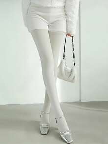 1 đôi quần legging nữ màu trắng, co giãn, ôm sát, lót lông cừu, thích hợp cho mùa xuân và mùa thu. - trắng - Xem 8