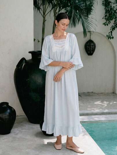 女士新款甜美睡袍宽松睡衣适合居家穿着