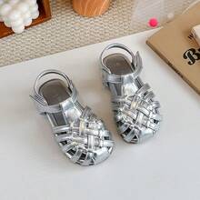 Giày sandal đế mềm kiểu La Mã mới cho bé gái mùa hè 2026, giày công chúa đơn giản. - Bạc - Xem 2