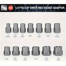 15pcs Nut Extractor Kit, 13pcs Bolt & Nut Remover, 1pc Iron Bar (For Knocking Out Nuts Still Stuck In Sockets), 1pc 1/4" To 3/8" Drive Hex Socket Adapter - Multicolor - View 6