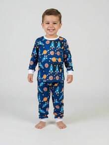 Boys' Space Rocket Planets Long-Sleeved Pajamas, Comfortable Premium Knit, Sizes 2 To 12 Years - TÊN LỬA - Xem 2