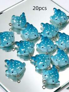 10-50pcs Cute Glitter Ocean Animal Resin Pendants With Rings, DIY Handmade Accessories For Bracelets, Necklaces, Hair Clips, Keychains, Ocean Creature Jewelry Making - Blue - View 9