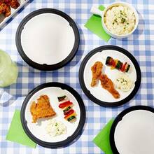 10pcs Black Reusable Paper Plate Holder Set, 10 Inch Grooved Design, Reusable Thickened Holder, Suitable For Picnic And Party Dinner, Picnic Accessories|Simple And Smooth Holder Design, Perfect For Use - Black - View 5