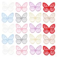 20 miếng lưới polyester thêu hình bướm, kích thước 3.5x4.5cm, dùng để trang trí may vá, giày dép, mũ, phụ kiện, làm viền ren tinh tế, phù hợp cho việc tùy chỉnh thời trang, trang trí hình bướm. - Vùng bướm - Xem 4