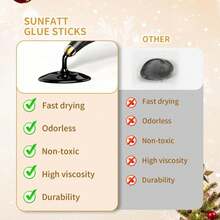 SUNFATT Black Hot Glue Sticks,(30 Pcs) 0.43" X 7.9" Full Size Glue Sticks Perfect For Hot Glue Gun,Easily Create And Bond Crafts On Wood,Plastic,Glass,Flowers,Fabrics,Foam,Jewellery. - ColorA - View 4