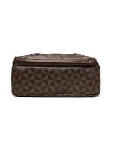 New Women's Large Capacity Crossbody Bag, Bohemian Style Adjustable Wide Strap Multi-Pocket Contrast Color Vintage Printed PU Material Commuter Casual Handbag - Brown - View 9
