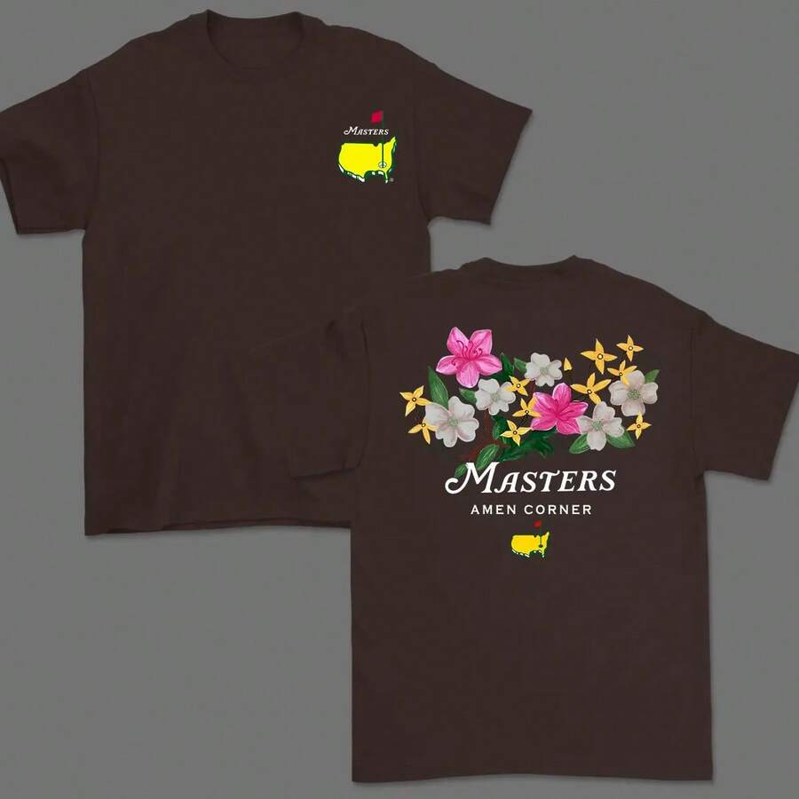 Masters Amen Corner Golf Shirt, Soft Vintage Cotton T-Shirt, Breathable Classic Collar, Casual Menswear,  Sportswear Giftsummer Outfits For Women - 黑巧克力 - 查看 1