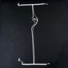 1条50厘米水晶水钻链手链，新娘首饰 - 銀色 - 查看 3