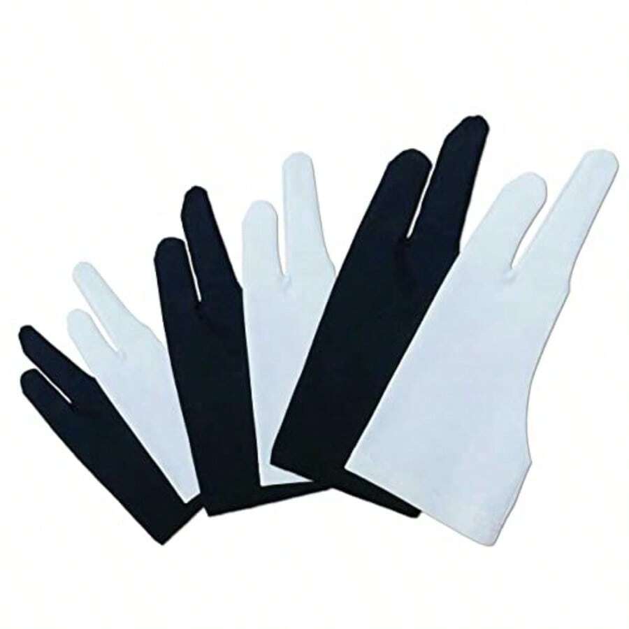6 Pieces Artist G For Drawing Tablet S M L Two-Finr Tablet Drawing Gs Digital Artist Gs For Graphics Pen Drawing Tablet Monitor Painting-Three Size In One (Black/White) - Blackwhite - View 1