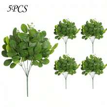 Artificial Plants Table Centerpiece Plastic Fake Eucalyptus Stems For Living Room Shelf Home Office Decor - Olive Green - View 6