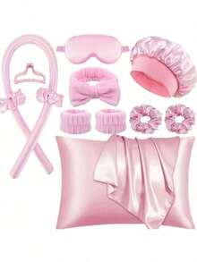 12pcs Women's Sleep Set, Includes Pillowcase, Shower Cap, Eye Mask And Accessories - Multicolor - View 1