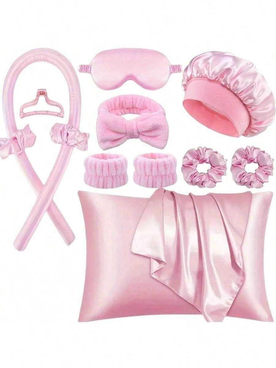 12pcs Women's Sleep Set, Includes Pillowcase, Shower Cap, Eye Mask And Accessories - Multicolor - View 1