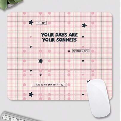 1 件装，粉色小清新格子图案 PU 皮革鼠标垫，笔记本电脑桌垫，防滑，可水洗，防污，适合情侣/学生/办公室/学习空间，生日礼物，毕业礼物。