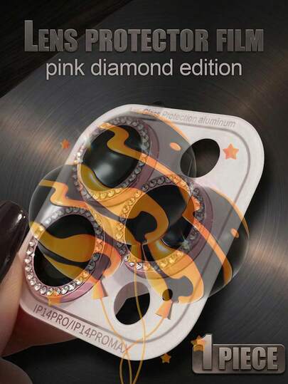1PACK Glitter Pink Diamond Camera Lens Protector With Metal Ring, Ultra HD Lossless Image Quality, Multi-Layer Design To Protect Lens, Premium Adhesive Won't Fall Off, Compatible With IPhone 17 Pro Max/17 Pro/17 Air/17/16 Pro Max/16 Pro/16 Plus/16/15 Pro Max/15 Pro/15 Plus/15/14/13/12 And More