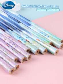 Monogram 12pcs  Frozen  Authorized HB Pencil Set, Cartoon Stationery Drawing Writing Office Supplies Collection Gift Box, Suitable For Fans, New Year, Holiday, Creative Art Use - A - View 8