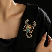 1pc Vintage Rhinestone Scorpion Brooch, Suitable For Daily Wear - Multicolor - View 4