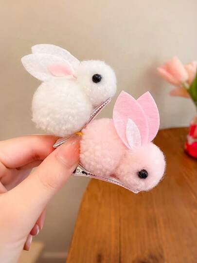 6 chiếc kẹp tóc hình thỏ bông dễ thương, phụ kiện tóc hình động vật 3D hoạt hình ngọt ngào, thích hợp để trang trí lễ Phục Sinh, sử dụng hàng ngày, chụp ảnh, kẹp tóc mái.