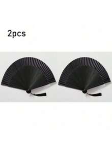 Bộ 1/2/4 quạt cầm tay gấp gọn, kiểu dáng Trung Quốc/Nhật Bản duyên dáng, thanh lịch, cổ điển, món quà tuyệt vời nhất dành cho phụ nữ và bé gái. - Màu đặc - Xem 6
