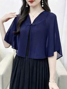 Women's Pink Chiffon Shawl With Pearl Decor, Lightweight Shawl/Wrap For Spring, Summer, Autumn, Suitable For Brides - Multicolor - View 14