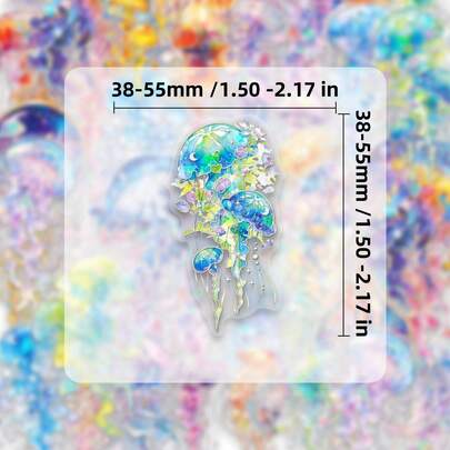 30 PCS Colorful Jellyfish Stickers, PET Laser Hot Stamping Stickers Waterproof Vinyl Decals For Water Bottles, Laptops, Phone Cases, Skateboards, Journals, DIY Crafts, Ocean Themed Decor For Adults, Teens, Aesthetic Stickers For Personalizing Daily Items, Vibrant Marine Life Designs For Scrapbooking And Planner Decorations