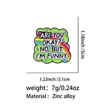 “你还好吗？” 不好，但我很幽默。“自嘲语录珐琅胸针松树翻领别针徽章时尚首饰礼品” - 黑色 - 查看 15