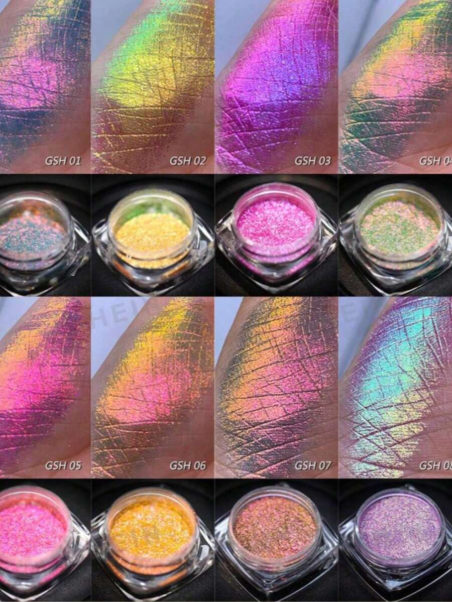 1g/Box Multi-Color Chameleon Nail Glitter Powder, Rainbow Shimmery Chameleon Nail Powder [Color Changing], Color Changing Powder | Color Changing | Shimmery Powder | Carnival/Mardi Gras/Masquerade - Multicolor - View 1