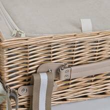 31Pcs Picnic Basket Set 4 With Insulated Liner And Waterproof Blanket Wine Pouch, Large Wicker Picnic Hamper Camping,Outdoor,Valentine Birthday Couples - Natural for 4 People - View 10