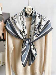 1pc Spring/Summer Newest Butterfly & Floral Print Shawl/Beach Wrap, Suitable To Pair With Blazer, Knit Sweater, Great For Outdoor Check-In, Holiday Gift, Surprise Gift For Girlfriend - Multicolor - View 5