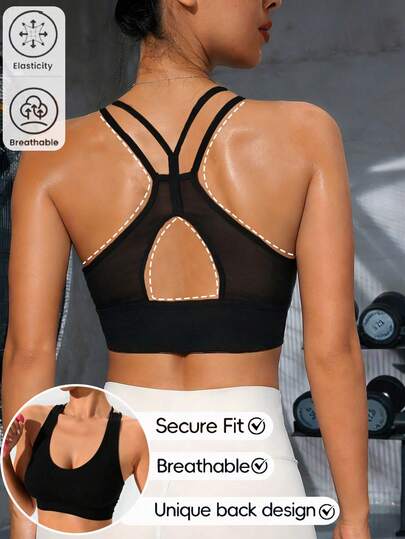 Seamless Sports Bra For Women, Comfortable Breathable Shock-Absorbing Hollow-Out Yoga Camisole Underwear