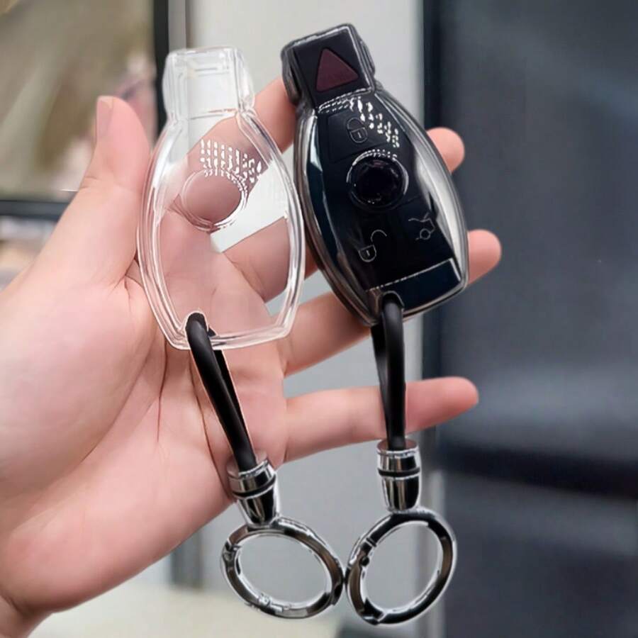 Ốp chìa khóa điều khiển từ xa bằng TPU mới, kèm móc khóa, phù hợp với các dòng xe A B C E R GLS GLA GLK GLC CLS CLA AMG W204 W205 W212 W463 W176.