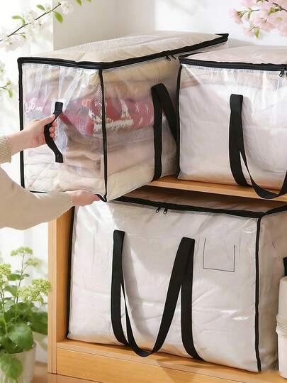 Large-Capacity Transparent Luggage Travel Storage Bag | Quilt Storage Bag, Clothing Organizer , Waterproof Moisture-Proof Woven Storage Box