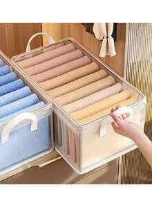 Transparent PVC Storage Basket With Stainless Steel Frame - Foldable Closet Organizer Bin, Multi-Functional Home Storage, Space-Saving Design, Classic Model, Suitable For Underwear, Clothes And Under Bed Storage, Minimalist And Fashionable, Stackable Wardrobe Organizer Box, Portable Storage Container - Multicolor - View 4