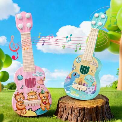 UINLE Baby 1pc Children's Music Guitar And Ukulele Toy Set - STEM Educational Game Instrument, Mini Musical Instrument, Handheld Early Learning And Creative Music Toy, Sensory Learning Toy, Interactive Game For Boys And Girls, Educational Computer Toy Gift