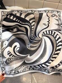 1pc Modern Art Swirl Paisley Print Scarf, Versatile High-End Decorative Silk Scarf For Women,Beach,Holiday - Multicolor - View 3