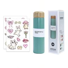 EcoNymphal 5盎司/150毫升/8.5盎司/250毫升迷你不锈钢纤细保温小旅行水瓶，咖啡杯，口袋水瓶，保温保冷，防漏，附赠可爱贴纸，女士礼物，情人节礼物 - 彩色 - 查看 12