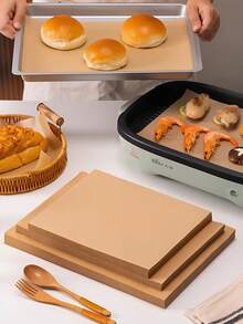 100pcs Non-Stick Baking Paper Liners, Designed For 20cm And 30cm Baking Trays, Heat-Resistant Material, No Cutting Required, Suitable For Oven, Grill, Air Fryer, Steamer, Baking, Roasting, Air Frying, Steaming Bread, Cupcakes - Multicolor - View 4
