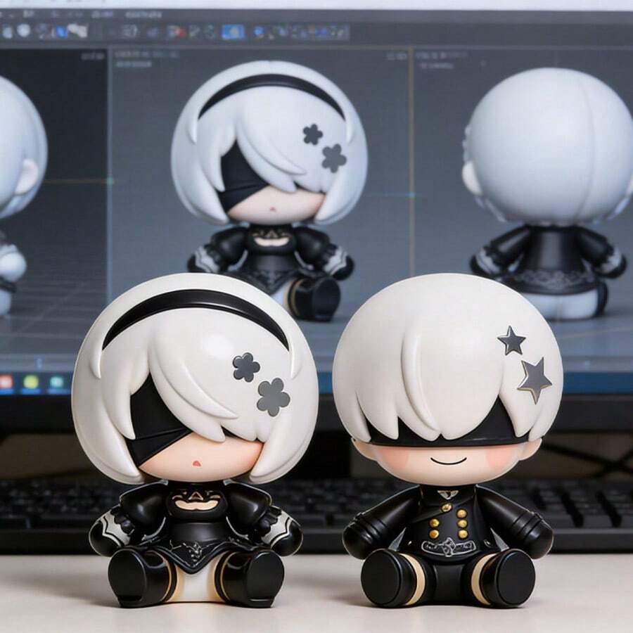 2B NieR:Automata Chibi Figure, Anime Girl Sitting Pose Collectible Model, Perfect Gift For Anime Fans, Birthday, Holiday - Multicolor - View 1