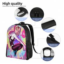 S-Spider-Gwen Single-Layer Backpack For & - Lightweight School Bookbag With Simple Streamlined Design, Travel Daypack, Durable & Easy-Care (Hand/Dry Clean) - Stylish For ' Commute, College, Or Light Travel (No Power) - 黑色 - 查看 7